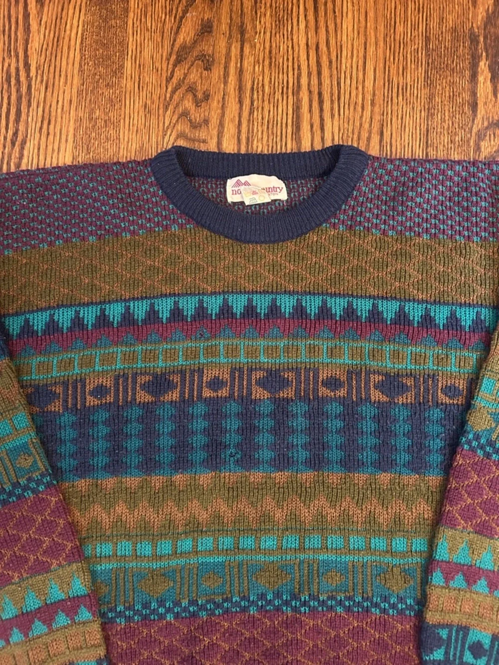 Vintage 90s Vibrant Wool Blend Knit Sweater - Picture 2 of 10
